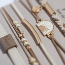 "Rise" Cream and Tan With Gold & Sun Accents Hair Tie Bracelets: Small