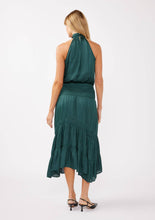 Satin Smocked Halter Midi Dress: Black / M