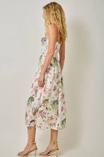 61726 Smocked Nature Print Midi Dress: Black / Large