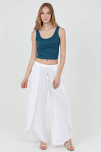 25P68-ASIS WRAP PANTS WITH CROCHET TRIM AND ELASTIC WAIST: BLACK / S
