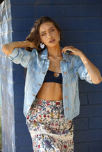 SJ919-ASIS WASHED DENIM TENCEL BUTTON FRONT JACKET: DENIM / M