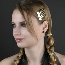 Semi Precious Hexagon Gemstone Studs (8mm gold): Pyrite