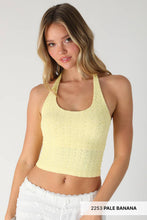 NS8489 - Floral Lace Halter Crop Top: 2267 Milk Tea