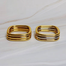 Air Light Square Bangle Set – Sleek Stacking Style in Polished Gold & Mixed Metal Variants: Two Toned