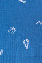 BLUE & WHITE SHORT SLEEVE PAJAMA TOP: