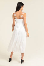 C4A54-EM08 EYELET EMBROIDERED MIDI DRESS WITH LACE INSET: M