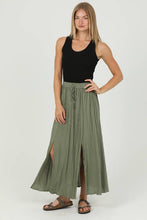 B6A55-ASIS DOUBLE SLIT MAXI SKIRT: White / S