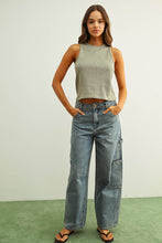 ET6892   WASHED RIB SLEEVELESS TOP: BLACK / M