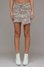 Tan Camo Low Rise Crossover Mini Skirt: L