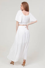 B6A55-ASIS DOUBLE SLIT MAXI SKIRT: White / M