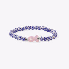 Holy Water Blue Porcelain Pink Ribbon Bracelet Stainless Steel