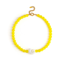 Beachside Shell Beaded Necklace – Bold Statement Strand: Yellow