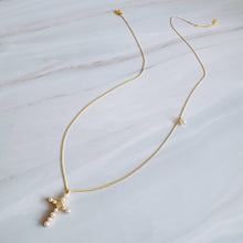 Graceful Radiance Pearl Cross Necklace – Classic 24" Chain