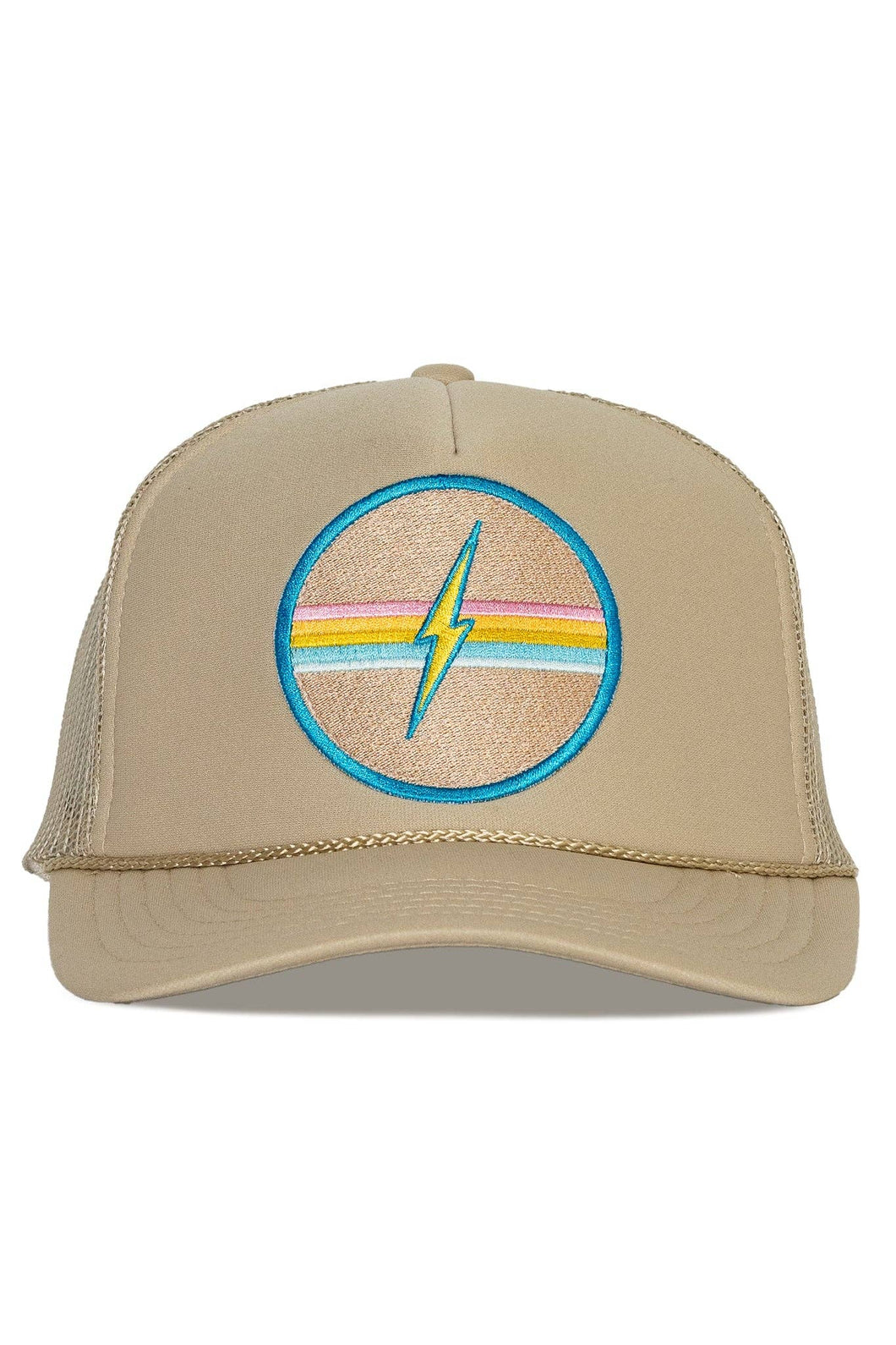 Electric Rainbow Trucker Hat in Tan 5/1: Tan