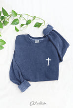 JESUS HAS MY BACK Mineral Graphic Sweatshirt: VINTAGE MAROON / M