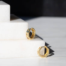 Tarnish Resistant Octagon Hoop Earrings w/ Cross Cutouts