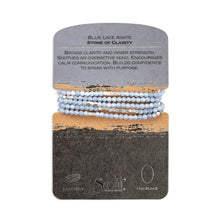 Stone Wrap Bracelet/Necklace - Blue Lace Agate/Silver
