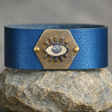 Electric Blue Leather Pave Eye Cuff