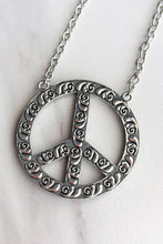 Blaze Rhinestone Peace Necklace- Silver