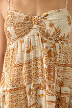 Tropical Floral-Print Smocked Tiered Babydoll Cami Romper: Oatmeal / L