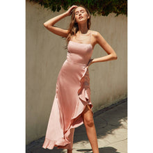 Satin Corset Open Back Ruffled Dress: CHAMPAGNE / S-M-L(3-2-1)