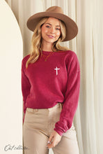 JESUS HAS MY BACK Mineral Graphic Sweatshirt: VINTAGE MAROON / XL
