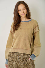 61618 Mixed Media Washed Sweatshirt: Vintage White / Large