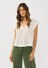 V-Neck Flutter Sleeve Smocked Yoke Top: YELLOW / M