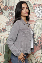 SJ919-ASIS WASHED DENIM TENCEL BUTTON FRONT JACKET: DENIM / M