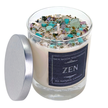 Zen Candle - Soy Candles - Herb, Flower, & Crystal Candle: 7.75oz Round Glass