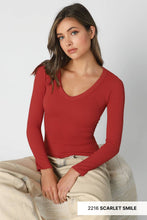 NS8314- Deep V Neck LS Top: 2218 Blue Opal
