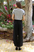 25P68-ASIS WRAP PANTS WITH CROCHET TRIM AND ELASTIC WAIST: BLACK / M