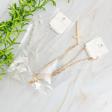 Hammered Cross Long Chain Necklace: Silver