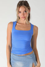 Clean Line Square Shirred Top Papaya