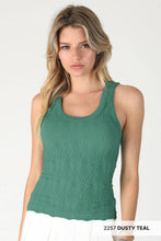 NS8458 - Reversible Lace Textured Tank Top: 2273 Deep Sea Blue