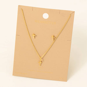 Dainty Cross Pendant Necklace Set: G