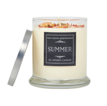 Summer Candle - Herb & Crystal Candle - Seasonal Soy Candle: 12oz Round Glass