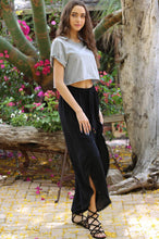 25P68-ASIS WRAP PANTS WITH CROCHET TRIM AND ELASTIC WAIST: BLACK / S