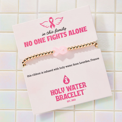 Holy Water Pink Ribbon Waterproof Gold