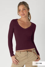 NS8314- Deep V Neck LS Top: 2218 Blue Opal