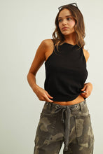 ET6892   WASHED RIB SLEEVELESS TOP: BLACK / M