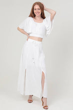 B6A55-ASIS DOUBLE SLIT MAXI SKIRT: White / S