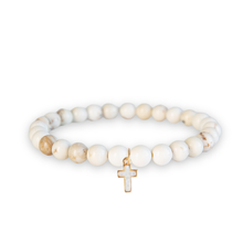 Scripture Bracelet with Cross Charm-Howlite