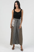 B3726-AA04 TIE WAIST WIDE LEG PANTS WITH LACE: Black / S