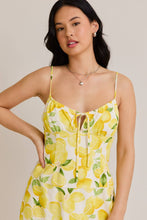 Lemon Shirred Neck Low Waist Dress