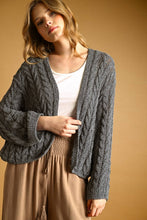 J4475   LIGHT WEIGHT CABLE KNITTED CARDIGAN: ROSE / M