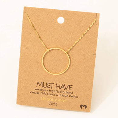 Large Circle Cut Out Pendant Necklace: G