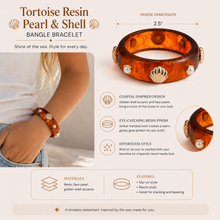 Tortoise Resin Pearl & Shell Bangle Bracelet