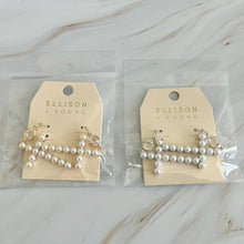 Pearl Cross Dangle Earrings: Silver
