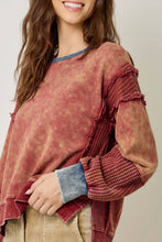 61618 Mixed Media Washed Sweatshirt: Vintage White / Large